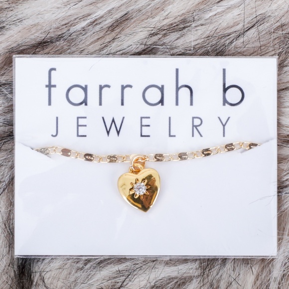 NWT Farrah B Heart Charm Gold Anklet - Picture 1 of 2